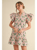 Apricot Pink Flutter Sleeve Dress