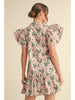 Apricot Pink Flutter Sleeve Dress