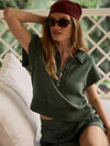Varley Kelly 1/2 Zip Sweat in Cilantro