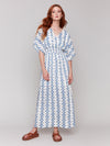 Charlie B Printed Dolman Short Sleeves Maxi Dress With Side Slits