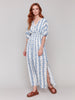 Charlie B Printed Dolman Short Sleeves Maxi Dress With Side Slits
