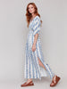 Charlie B Printed Dolman Short Sleeves Maxi Dress With Side Slits