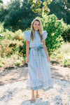 Victoria Dunn Jasmine Maxi Dress in Seafoam Trellis