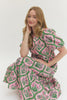 Pink and Green Floral Dress