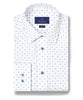 David Donahue White and Blue Neat Print Dress Shirt