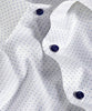 David Donahue White and Navy Geometric Print Stretch Dress Shirt