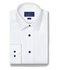 David Donahue White and Navy Geometric Print Stretch Dress Shirt