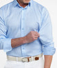 David Donahue Sky and White Twill Micro Check Stretch Dress Shirt