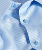 David Donahue Sky and White Twill Micro Check Stretch Dress Shirt