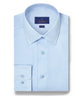 David Donahue Sky and White Twill Micro Check Stretch Dress Shirt