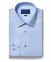 David Donahue Blue Micro Textured Trim Fit Dress Shirt